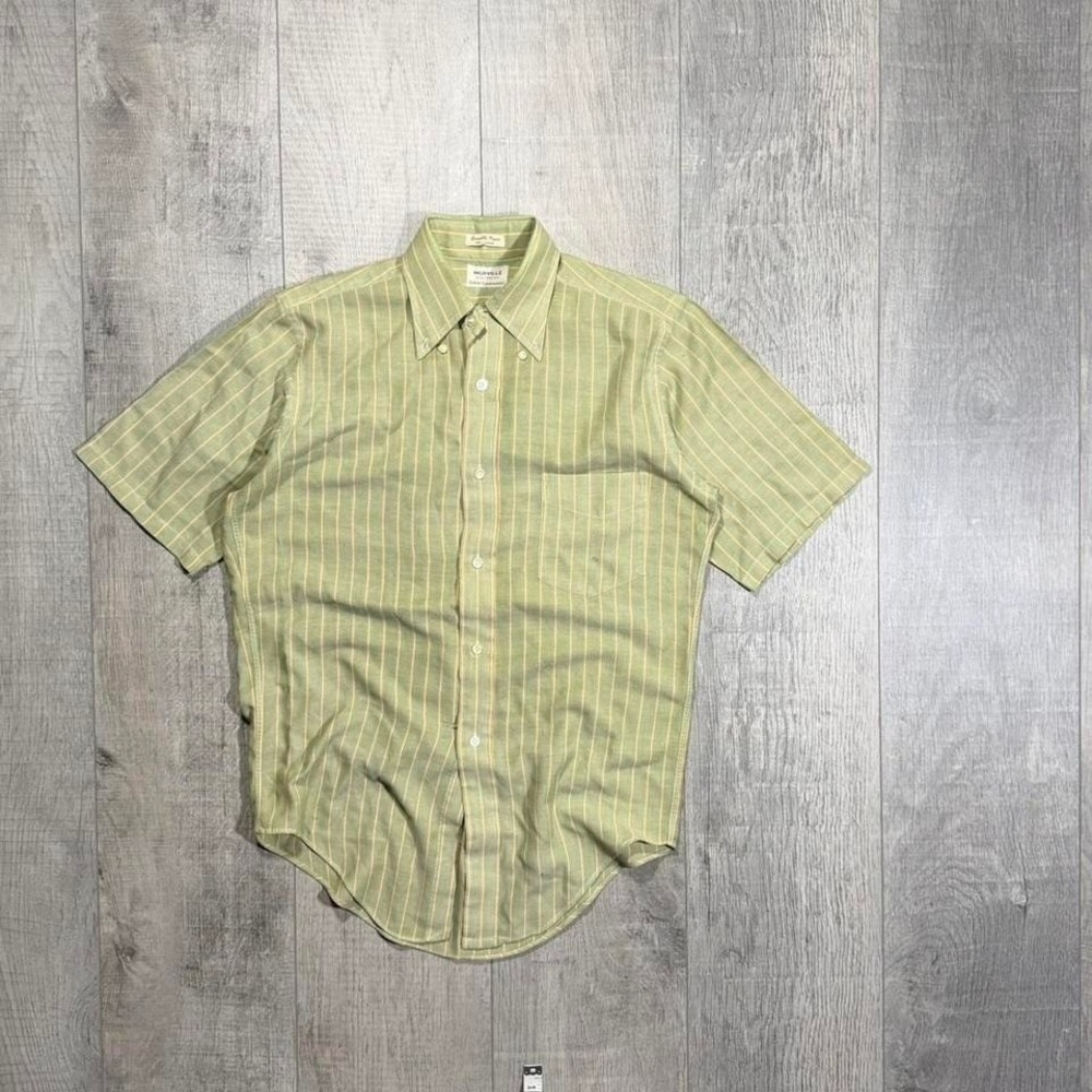 vintage 70s 80s geeen and yellow button up Orville T shirt
